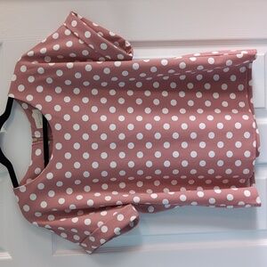 Pink polka dot blouse
